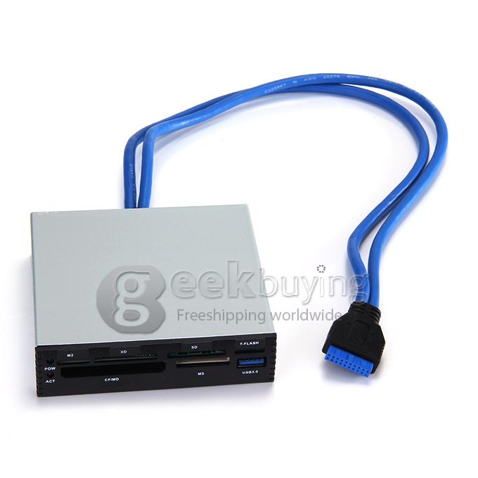 USB 3.0 3.5 Inch Metal Internal Card Reader With USB HUB Support SD/SDHC/MMS/XD/M2/CF