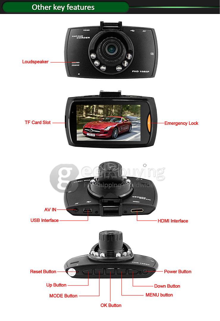 Blackview G30B 2.7 inch 1080P FHD Car DVR Dashcam Video Recorder 140 Degree Wide Angle Lens with Rear View Camera - Black