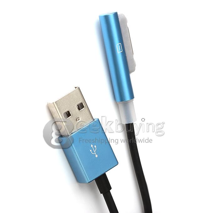 Magnetic Aluminum Metal LED USB Charger Cable For Sony Xperia Z1 Z2 Z3 Compact - Light Blue