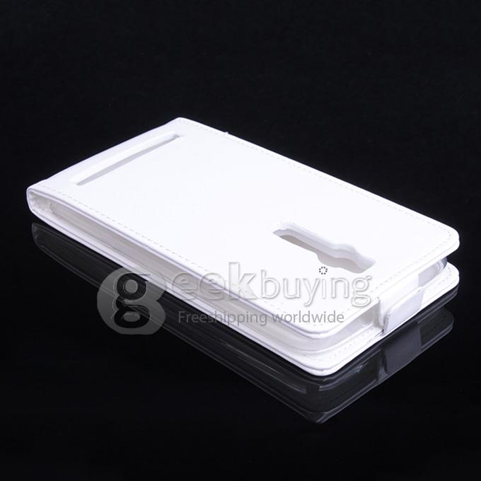 Protective Hard Cover Flip Stand Leather Case for ASUS Zenfone 2 5.5inch - White