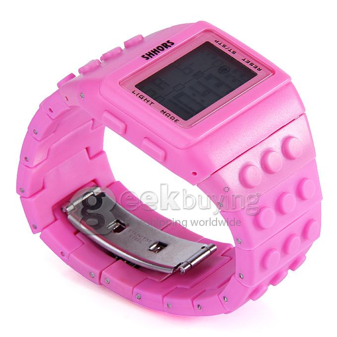 Rainbow Children Wrist Watch with Digital LED Display - Pink