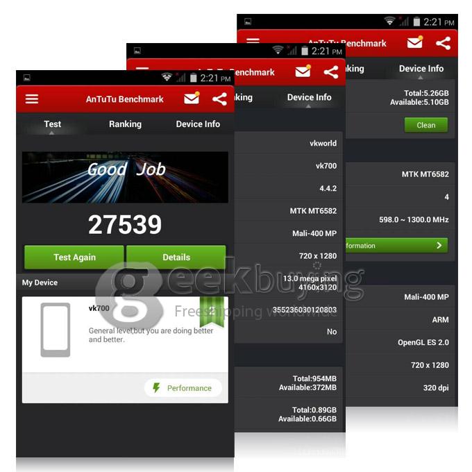 VKWORLD VK700 5.5inch IPS HD MTK6582 Quad Core 1.3GHz Android 4.4 Smartphone 1GB RAM 8GB ROM 3G GPS Miracast - Black