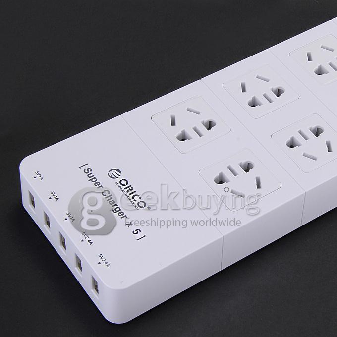 Multi-Functional ORICO TPC-8A4U 8 Ports Anti-Surge Socket with 4 Ports USB Expansion Power Strip (US Plug) - White