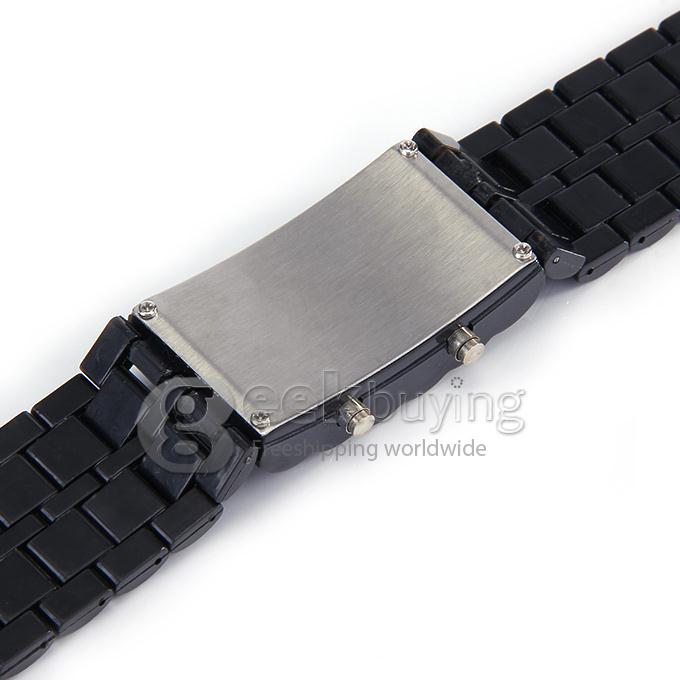 Lava Watch Digital Red Binary LED Bracelet Wristwatch with Plastic Strap For Unisex - Black