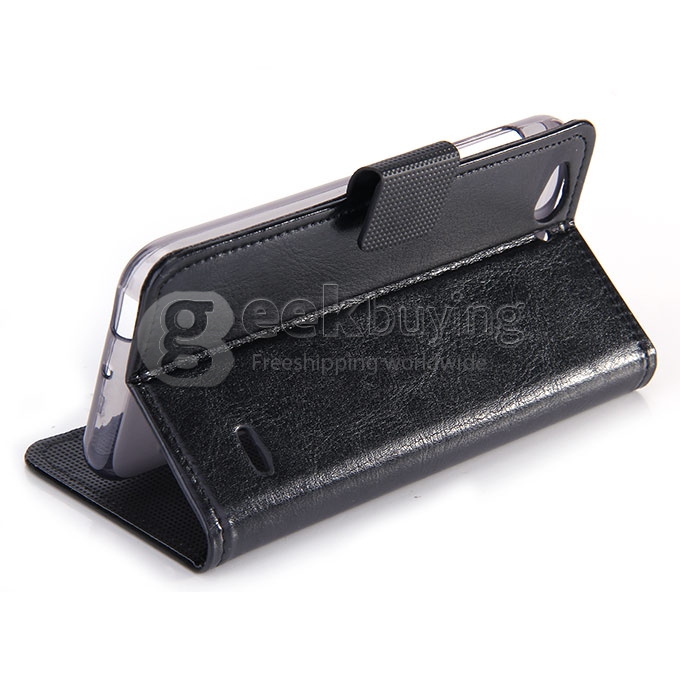 [HK Stock]Protective PU Leather Case Hard Case Cover with for ZTE Blade S6 Q7 5.5inch - Black