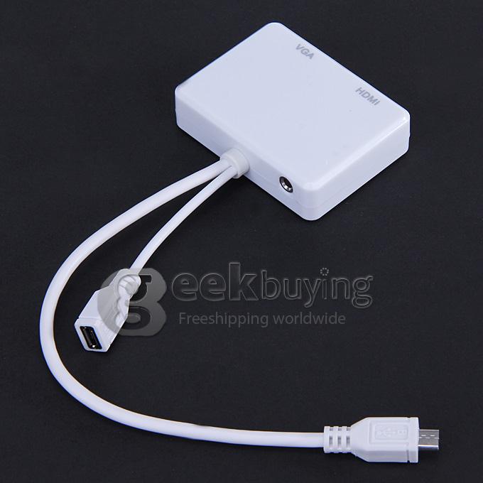 MHL / Micro to VGA & HDMI Adapter Splitter for Samsung Galaxy S2 - White