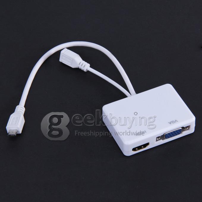 MHL / Micro to VGA & HDMI Adapter Splitter for Samsung Galaxy S2 - White