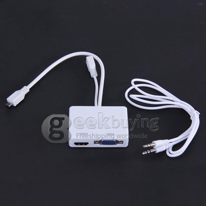 MHL / Micro to VGA & HDMI Adapter Splitter for Samsung Galaxy S2 - White