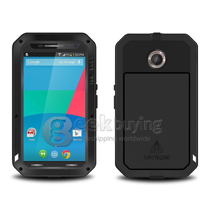 [Spain Stock] LOVE MEI Powerful Dirt/Shockproof Protective Case With Corning Gorilla Glass For Google Nexus 6 - Black