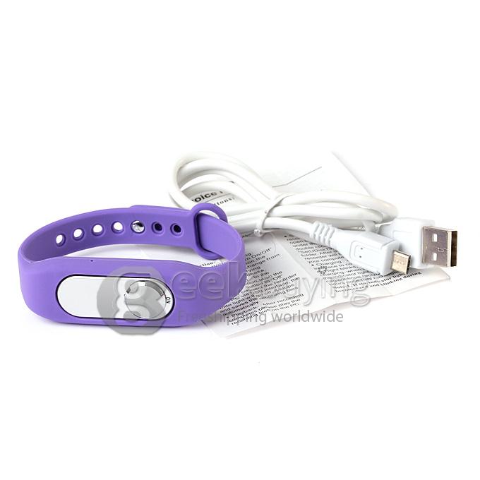 WR-06 Wearable Wristband Bracelet 4GB 70H Digital Voice Recorder Wrist Band WAV Recording Format - Purple