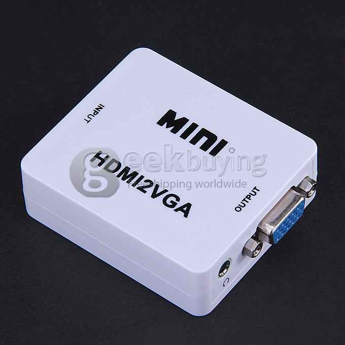 High Bandwidth HD 1080P Mini HDMI  to VGA /Audio Converter Box - White