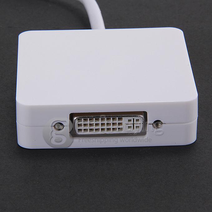 3-In-1 DisplayPort to Digi-port Adapter Mini DP Male to HDMI / VGA / DVI Female Converter Adapter - White