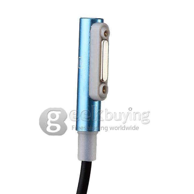 Magnetic Aluminum Metal LED USB Charger Cable For Sony Xperia Z1 Z2 Z3 Compact - Light Blue