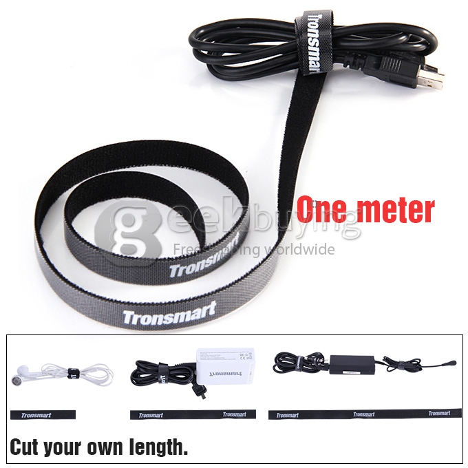 Tronsmart CBT-1S Reusable Hook & Loop Cable Ties Nylon Strap Power Wire Management Magic Tape Sticks - Black