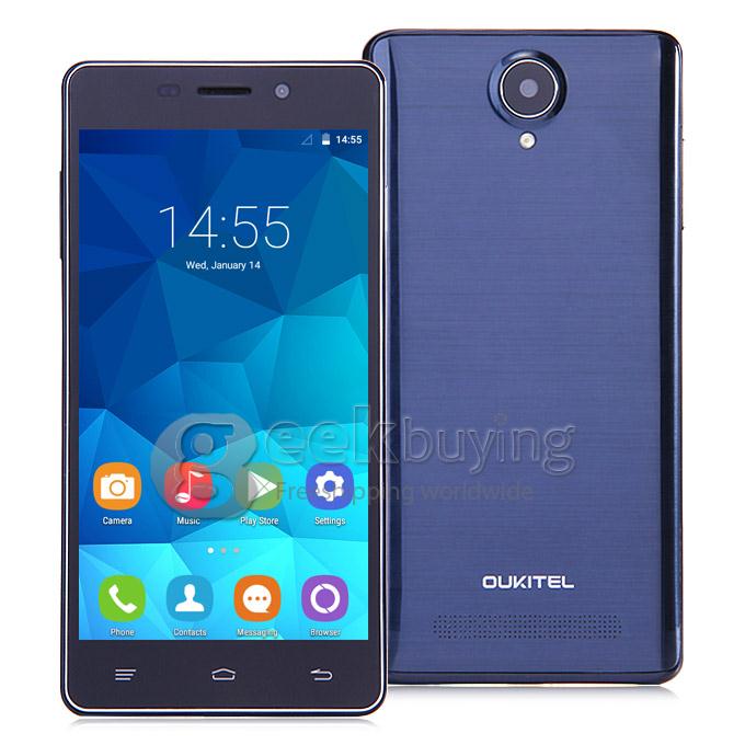 OUKITEL Original Pure 5.0Inch Android 5.0 MTK6582 Quad Core 1.3GHz SmartPhone 1GB+8GB 8.0MP 3G/GPS IPS QHD Screen - Blue