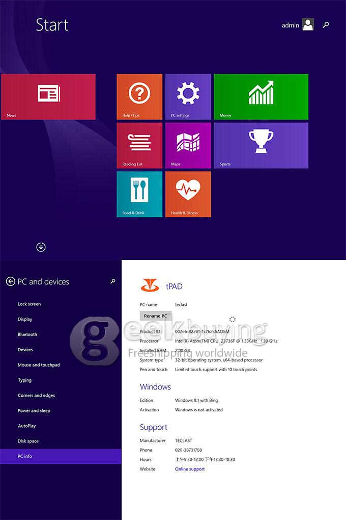 [HK Stock]Teclast X98 Air II Dual OS 2GB/64GB Win8 & Android 4.4 Tablet PC Intel Z3736F Quad Core 2.16GHz 9.7