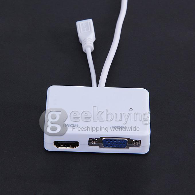 MHL / Micro to VGA & HDMI Adapter Splitter for Samsung Galaxy S2 - White