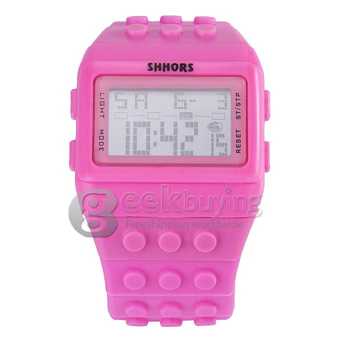 Rainbow Children Wrist Watch with Digital LED Display - Pink