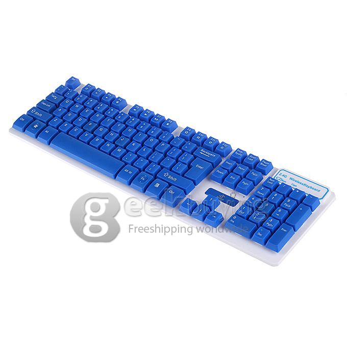 JW-1979 Fashion Suspended Mechanical 2.4G Wireless 105 Keys Touch Keyboard Set with Mouse - Blue