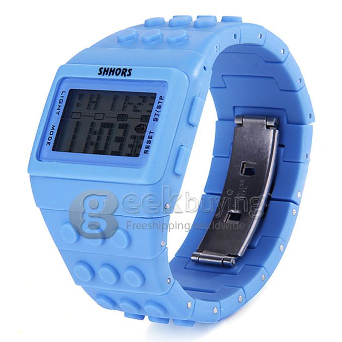 Rainbow Children Wrist Watch with Digital LED Display - Blue