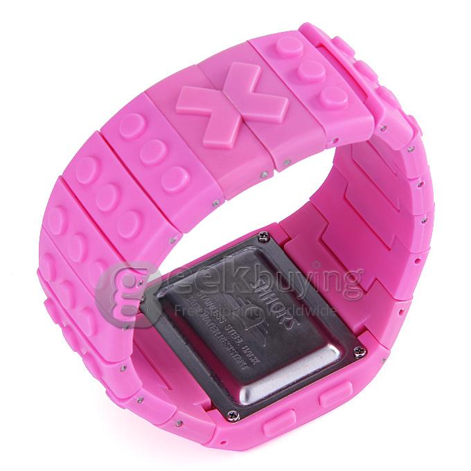 Rainbow Children Wrist Watch with Digital LED Display - Pink