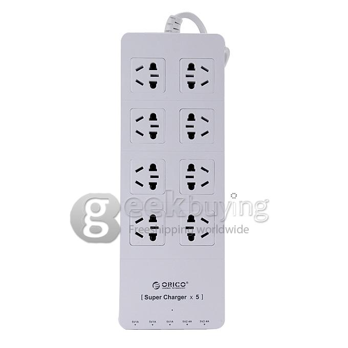Multi-Functional ORICO TPC-8A4U 8 Ports Anti-Surge Socket with 4 Ports USB Expansion Power Strip (US Plug) - White
