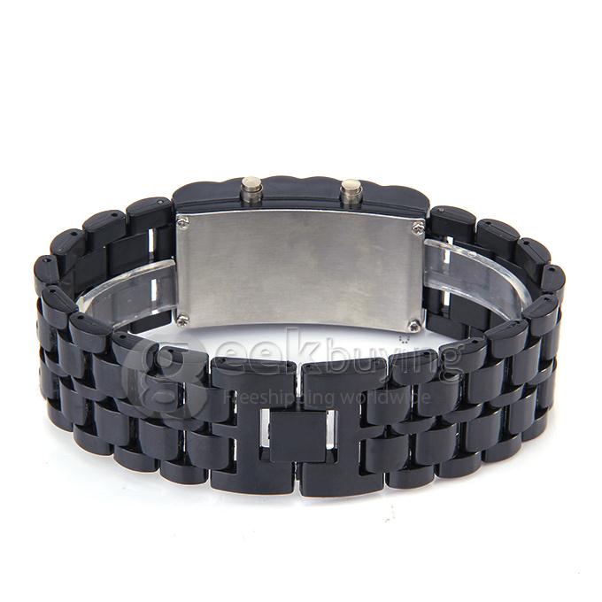 Lava Watch Digital Red Binary LED Bracelet Wristwatch with Plastic Strap For Unisex - Black