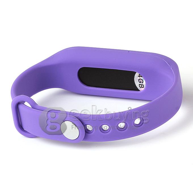 WR-06 Wearable Wristband Bracelet 4GB 70H Digital Voice Recorder Wrist Band WAV Recording Format - Purple