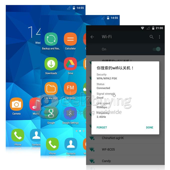 OUKITEL Original Pure 5.0Inch Android 5.0 MTK6582 Quad Core 1.3GHz SmartPhone 1GB+8GB 8.0MP 3G/GPS IPS QHD Screen - Blue