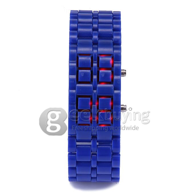 Lava Watch Digital Red Binary LED Bracelet Wristwatch with Plastic Strap For Unisex - Dark Blue