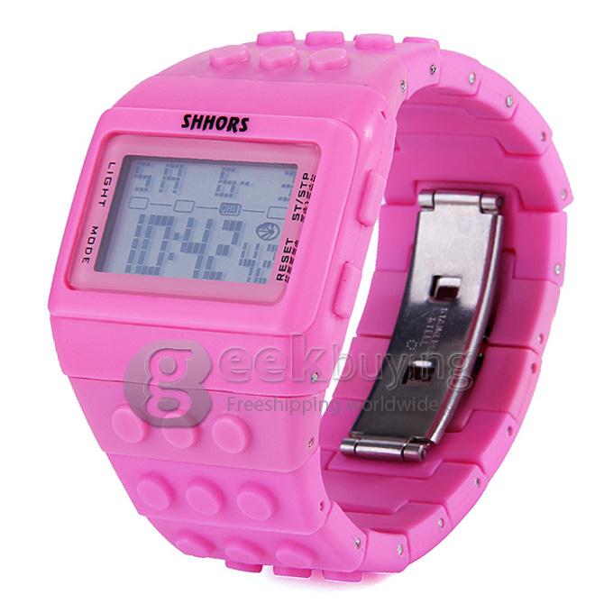 Rainbow Children Wrist Watch with Digital LED Display - Pink