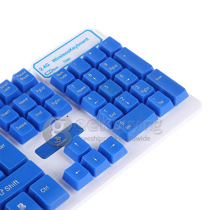JW-1979 Fashion Suspended Mechanical 2.4G Wireless 105 Keys Touch Keyboard Set with Mouse - Blue