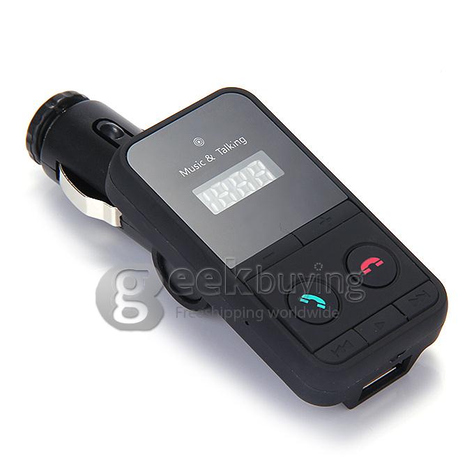 301E Bluetooth Adapter MP3 Player Wireless Car FM Transmitter with USB Jack TF Slot with Remote Control - Black