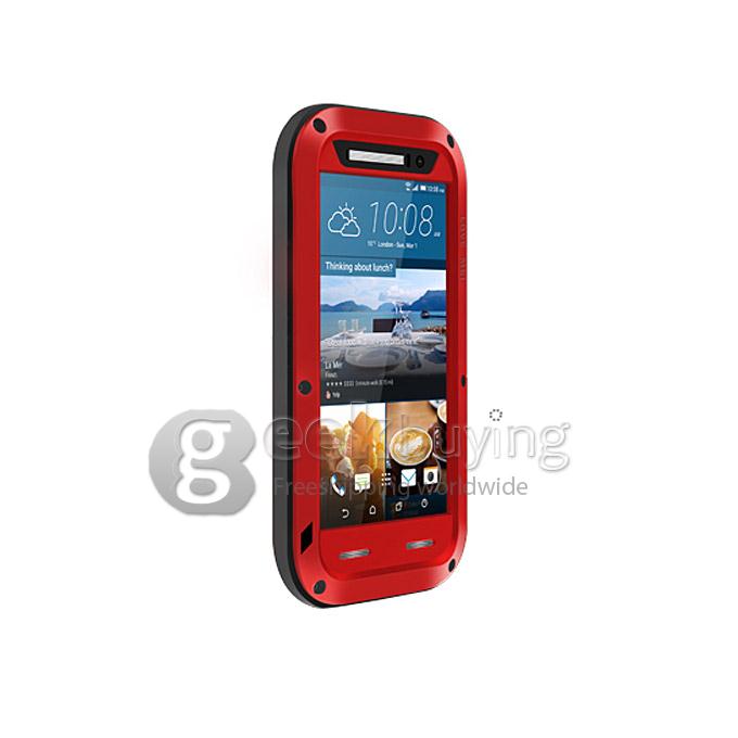 LOVE MEI Powerful Dirt/Shockproof Protective Case With Corning Gorilla Glass For HTC M9 -Red