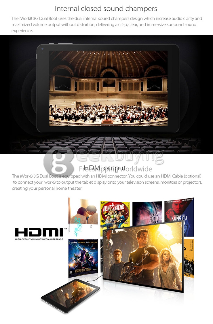Cube iWork8 3G Dual Boot Win 8.1 + Android 4.4 Tablet PC 2GB/32GB Intel Z3735F Quad Core 1.8GHz 8