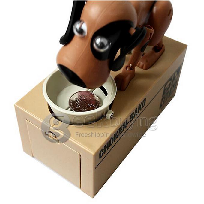 Choken Puppy Hungry Eating Dog Coin Bank Money Saving Box Piggy Bank