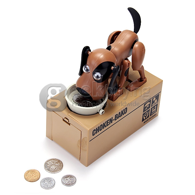 Choken Puppy Hungry Eating Dog Coin Bank Money Saving Box Piggy Bank