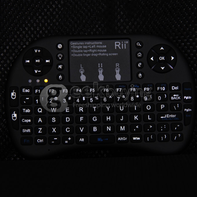 Rii i8+ 2.4G Wireless Mini Keyboard for Android Smart TV, TV Box, HTPC, PC with Multi-touch up to 15 Meter - Black