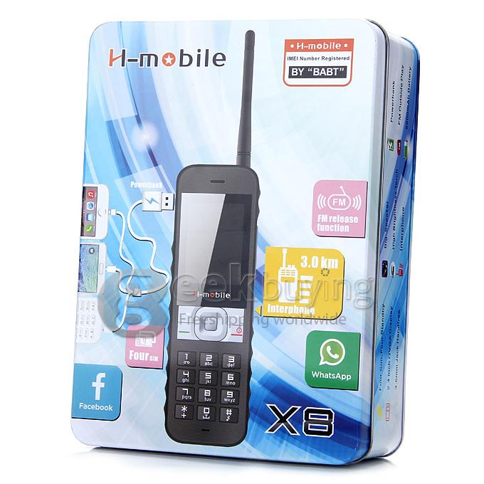 H-Mobile X8 SC6531CA 5600mAh Battery Walkie-talkie Four SIM Card Slot GSM 850/900/1800/1900MHz Multi Language - Black