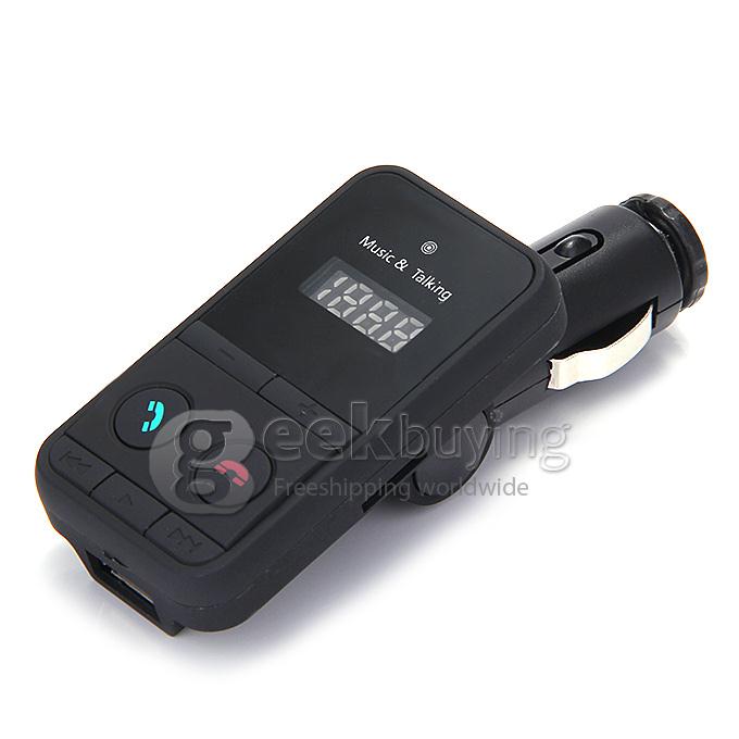 301E Bluetooth Adapter MP3 Player Wireless Car FM Transmitter with USB Jack TF Slot with Remote Control - Black
