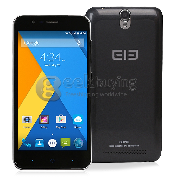 [HK Stock]Elephone P4000 5.0inch 64bit 4G LTE Android 5.1 Smartphone MTK6735 Quad Core 2GB RAM 16GB ROM 4800mAh Battery - Black