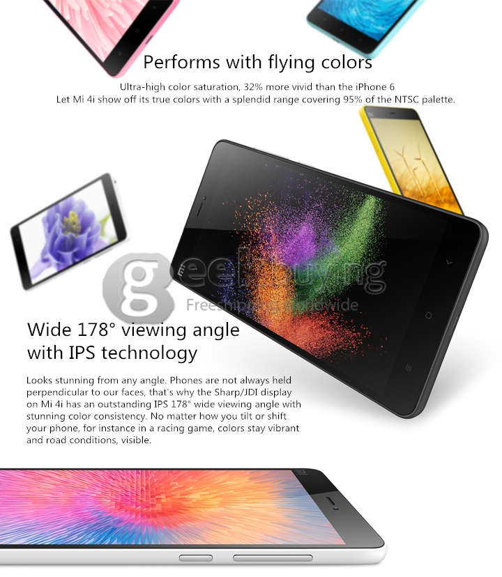 [HK Stock][EU Version]Xiaomi Mi 4i 5.0Inch 4G FDD-LTE Android 5.0 2GB 16GB Smartphone 64-bit Snapdragon615 Octa Core 1.7GHz 13.0MP - Black