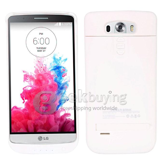 3200mAH External Backup Battery Powebank Cover Case With Home Key Button for LG G3 - White