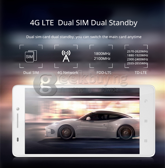 [HK Stock]Lenovo S8(A7600) 5.5inch Android 5.0 2GB 8GB 4G Smartphone 64bit MTK6752M Octa Core 1.5GHz 13.0MP OTG - Black