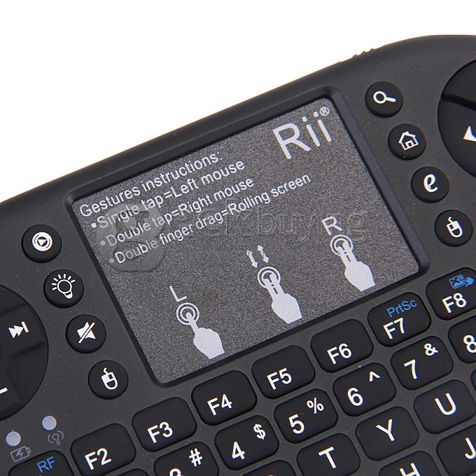 Rii i8+ 2.4G Wireless Mini Keyboard for Android Smart TV, TV Box, HTPC, PC with Multi-touch up to 15 Meter - Black