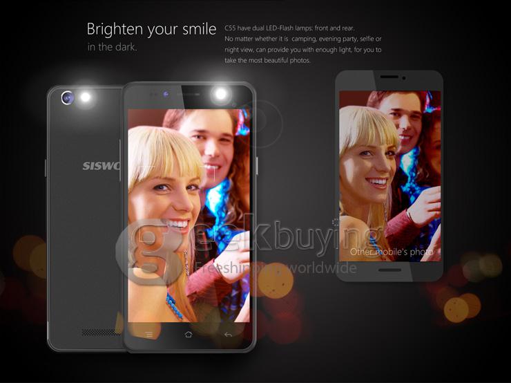 SISWOO C55 5.5inch 4G FDD-LTE Android 5.1 2GB 16GB Smartphone 64bit MTK6735 Quad Core 8.0MP IPS HD Breath Light - White