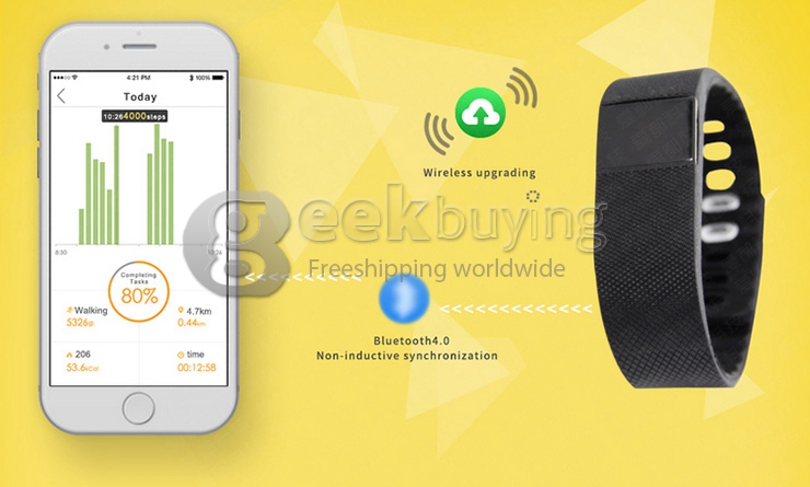 IDO Waterproof Smart Bluetooth 4.0 Bracelet Watch Sport Sleep Track Call Message Remind for Android iOS - Black