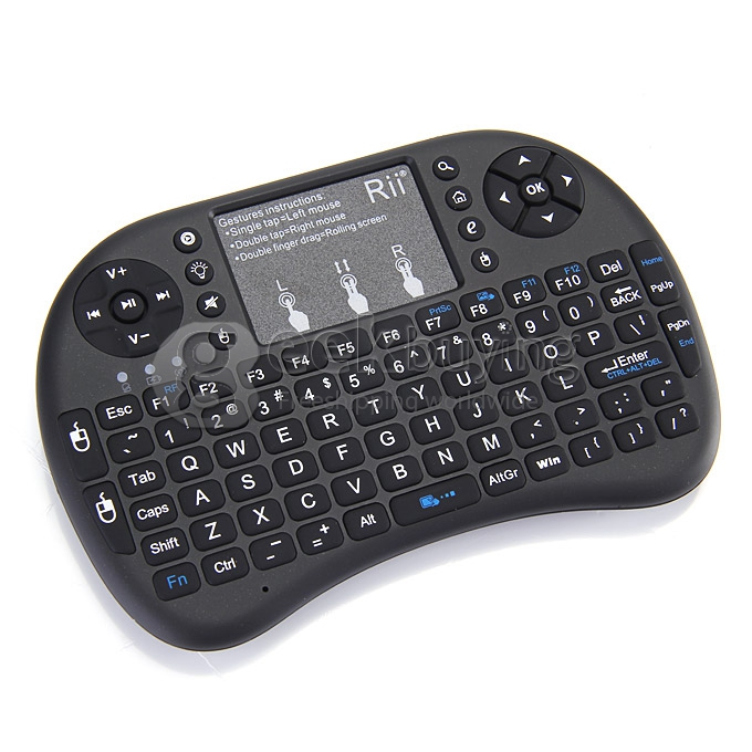 Rii i8+ 2.4G Wireless Mini Keyboard for Android Smart TV, TV Box, HTPC, PC with Multi-touch up to 15 Meter - Black