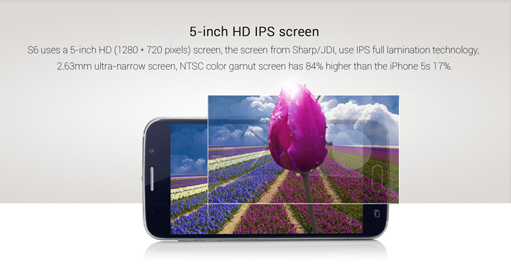 LANDVO S6 5.0Inch Android 4.4 Smartphone MTK6582 Quad Core 1GB/8GB IPS HD Screen 16.0MP Miracast LED Notification-Black