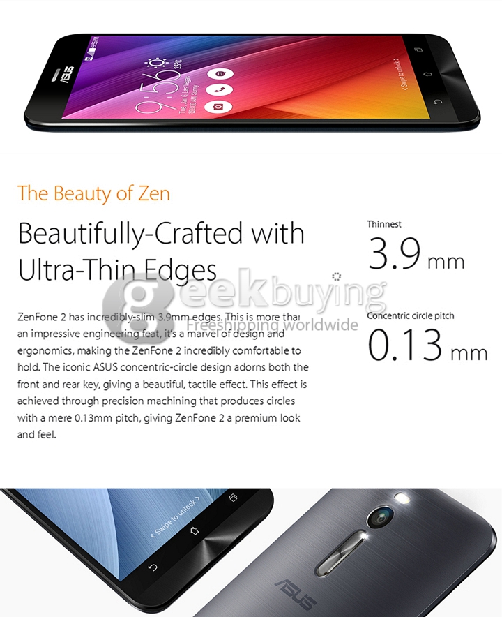 ASUS Zenfone 2 ZE551ML 5.5inch FHD 4G LTE Android 5.0 4GB 32GB Smartphone 64bit Intel Z3560 Quad Core 1.8GHz IPS OTG NFC - Silver